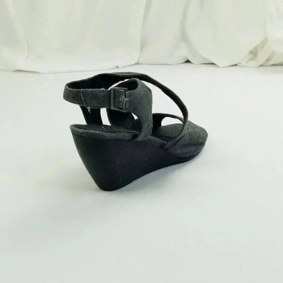 Blowfish Sz 9 Womens Charcoal Gray Denim Canvas Cross Strap Wedge Heel Slingback - Picture 9 of 12